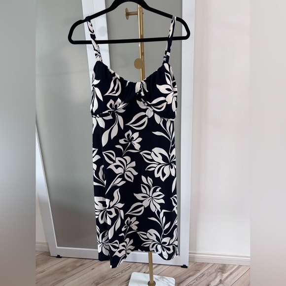 Tommy Bahama Navy and White Floral Midi Swim Dress - Picture 1 of 4